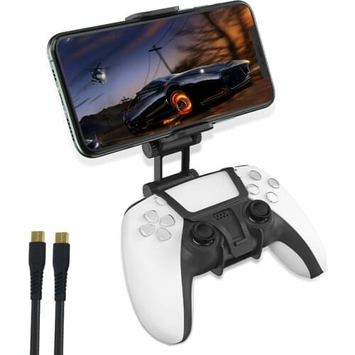 New Upgraded Black ABS Two-in-one Mobile Phone Holder PS5 Game Controller Bracket Adjustable Gamepad Holder Gaming Accessories