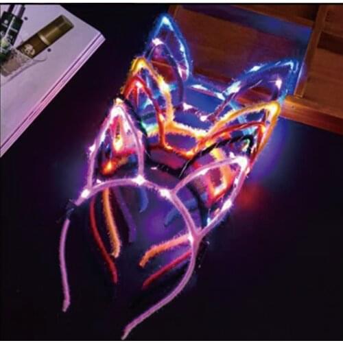 LED Light Up rabit Headband Party Glowing Supplies Women Girl Flashing Hair Accessories football fan concet fans cheer props