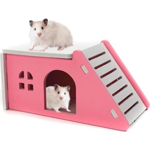 Pet Hedgehog Castle Toy Pet House Viewing Deck Ladder Pet Products 1 PC Hamster House Hamster Nest Wooden