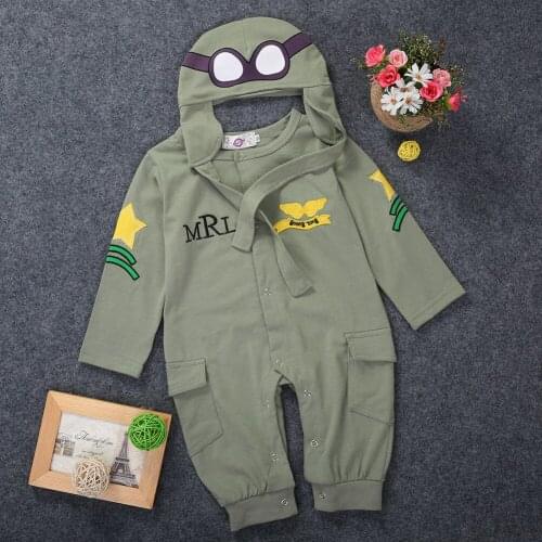 Emmababy Casual Boy Jumpsuits 6M-24M Newborn Toddler Baby Boy Children Clothes Rompers+Hat Cap Jumpsuit Outfits Green