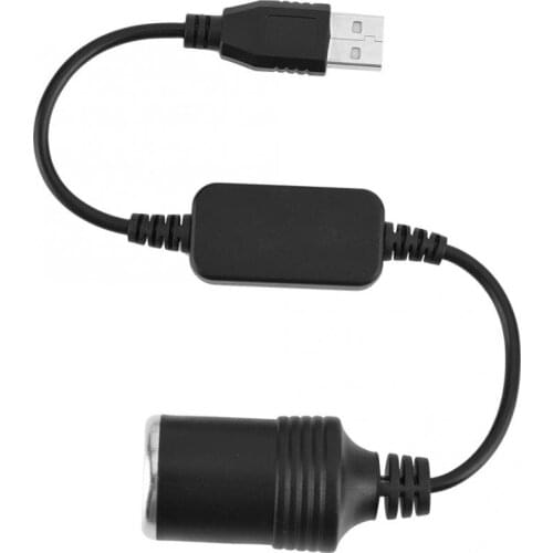 PVC 5V 2A USB A Male to 12V Car Cigarette Lighter Socket Female Converter Adapters Black