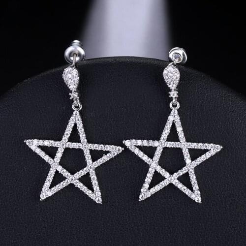 EMMAYA New Pentacle AAA Cubic Zirconia Drop Earings Super Star Jewelry Shiny Crystal Earrings For Women Girls Wedding Party