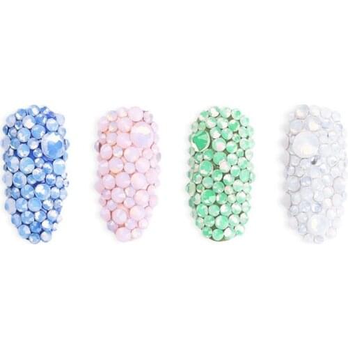 Swarovsky 1728Pcs Mix Opal Crystal Nail Art Rhinestones 3d Charm Glass Flatback Non Hotfix DIY Nail Jewelry Sticker Decorations