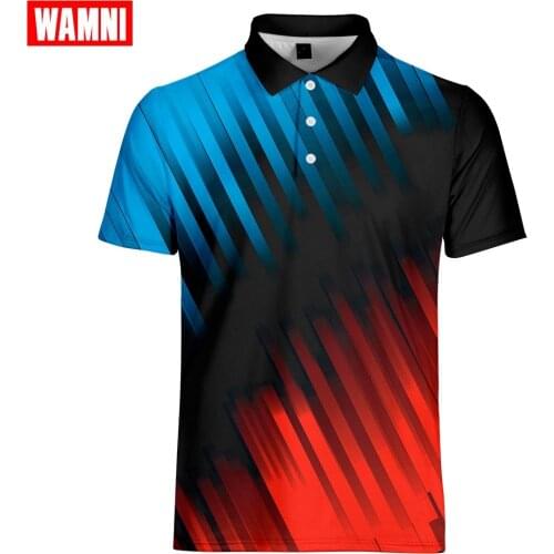 WAMNI Tennis Fashion 3D Shirt Turn-drown Sport Shirt 2019 Plus Size Brand -shirts Clothing Outwear Tee Tops Dropship