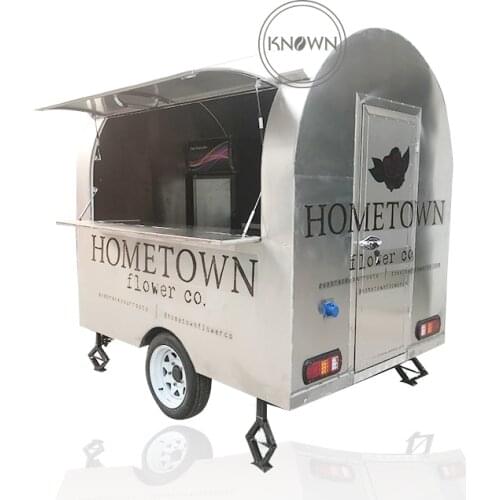 220cm length cart All stainless steel food cart for fast food trailer truck with 2 big wheels
