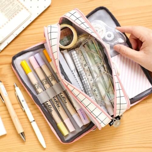 Creative Canvas Large Capacity Exquisite Cute Girl Pencil Case， School Pen Case Supplies Pencil Bag Pencils Pouch Stationery
