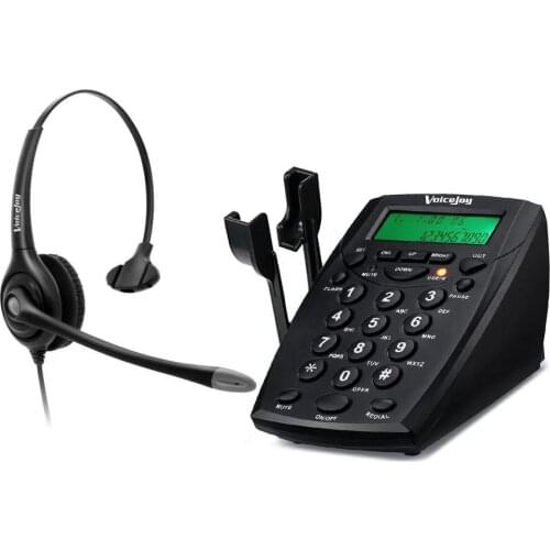 VoiceJoy RJ9 headset Office telephone dial pad with Green Back light Call center business headset with QD Quick Disconnect cable