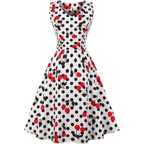 Polk Dot Floral Print Summer Women Hepburn Retro Dress 60s 70s Vintage Rockabilly Swing Feminino Vestidos 2020 Party Dress