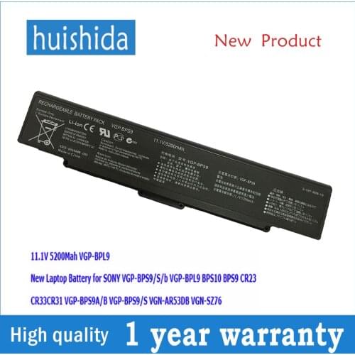 11.1V 5200mAh VGP-BPS9 New laptop battery for Sony VGP-BPL9 VGP-BPS10 VGP-BPS9A/B Vaio PCG VGN-AR VGN-SZ VGN-CR VGN-NR series