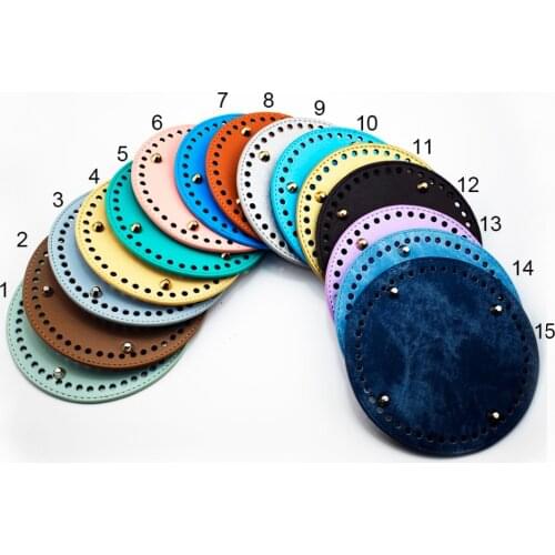 15*15CM Round PU Leather Bottom Rivet for Knitting Bag Handbag DIY Shoulder Crossbody Bags Accessories Solid Bottom for Handbag