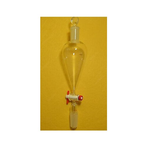 24/40,500ml,Glass Pyriform Separatory Funnel,Pear Shape,PTFE Stopcock