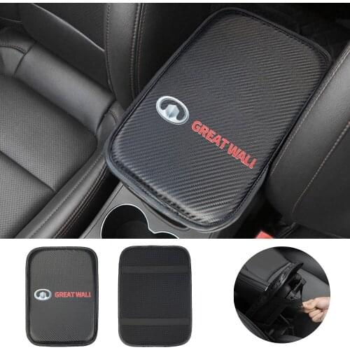 VEHICAR Console Pad Car Armrest Seat Box Cover Protector GREAT WALL Car Armrest Cover Carbon Fiber Leather Universal Decoration