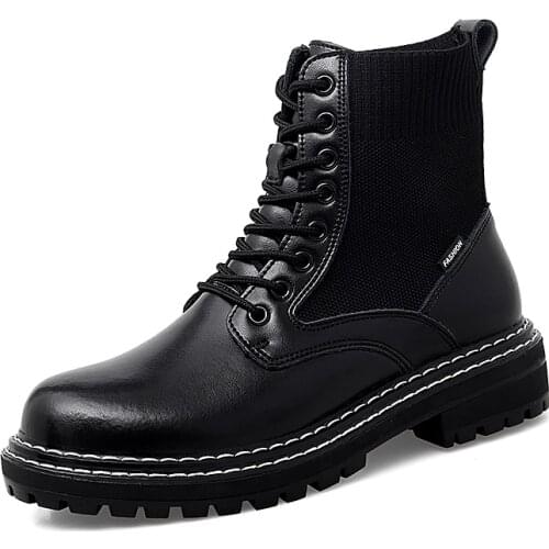 High Quality Genuine Leather Male Ankle Boots Chelsea Boots Winter Punk Booties For Martin Zipper Boots Working Boots Men Shoes