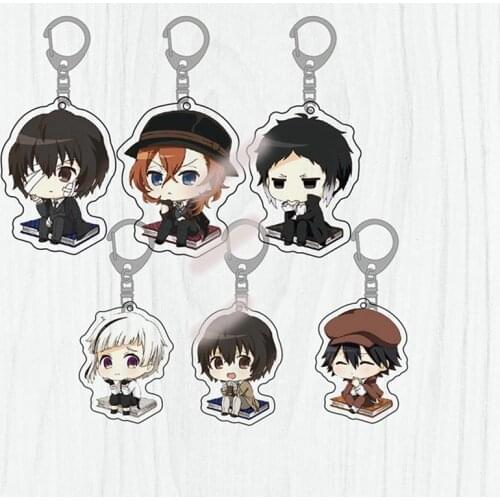 Cartoon Anime Bungou Stray Dogs Atsushi Acrylic Keychain Anime Figure Pendant Key Ring Key Chain Gift for Friend Jewelry Keyring