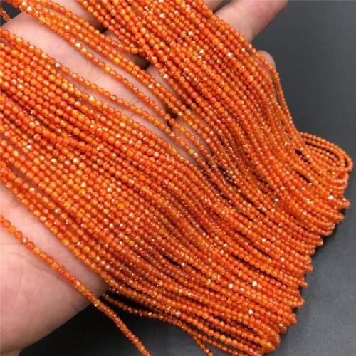 Natural zircon beads Small stone beads tiny orange zircon quartz crystal beads 2 3mm Round section Loose Beads Jewelry Supplies