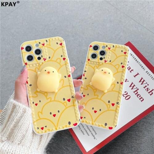 KPAY Fidget Toy Squeeze Duck Phone Case For iPhone 11 12 Pro Max Mini 7 8 Plus XR X XS MAX SE Decompression Cute Soft Case Cover