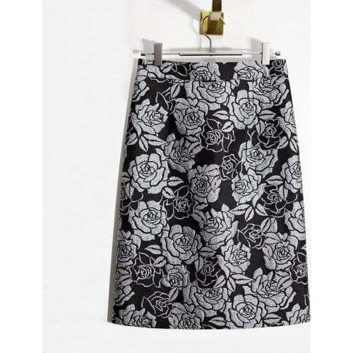 Spring Autumn Women Vintage jacquard Pencil Skirt Elegant Slim Midi Skirts Women Faldas Mujer Femme Feminina
