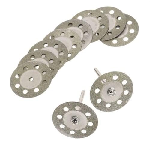 10Pcs 8Holes Cutting Disc Abrasive Disc Diamond Grinding Wheel 30mm Circular Saw For Dremel Rotary Tool +2pcs Mandrel