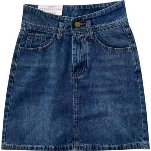 Denim retro washed A-line skirt