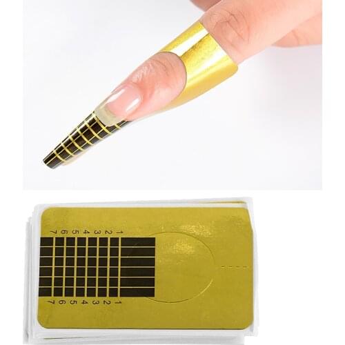 MEET ACROSS 20pcs / 100pcs Nail Extension Forms Professional Acrylic Nail Form Tips Nail Gel Polish Extension Curl Form Guide