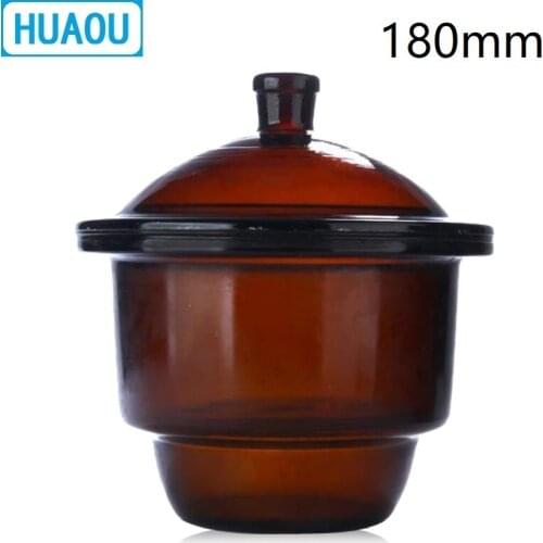 HUAOU 180mm Desiccator with Porcelain Plate Amber Brown Glass Laboratory Drying Equipment