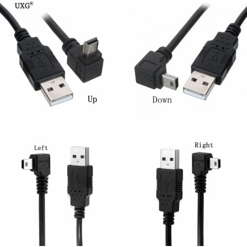 USB 2.0 Male to Mini USB B Type 5pin 90 Degree Up & Down & Left & Right Angled Male SLR Camera hard drive data cable 0.5M 3M 5M