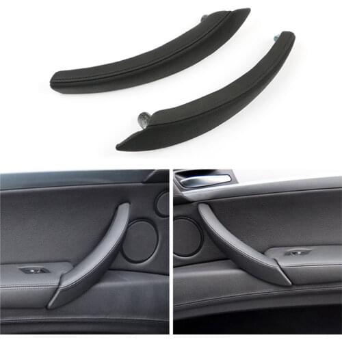 LHD RHD Upgraded Interior Car Inner Door Leather Pull Handle Bracket and Outer Skin Trim Cover For BMW E70 E71 X5 X6 2007-2013