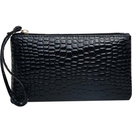 Fashion Crocodile Pattern Women Wallet Purse Card Phone Holder Leather Makeup Bag Large Capacity Clutch Handbag Standard Wallet