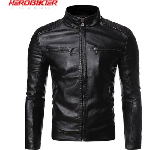 HEROBIKER Motorcycle Jacket Windproof PU Leather Retro Men Personality Riding Jacket Casual Moto Jacket Chaqueta Four Seasons