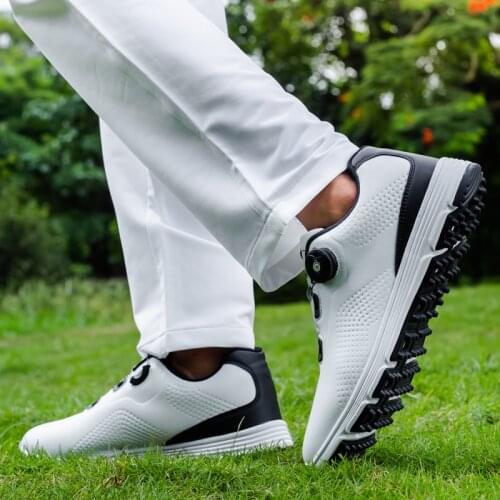 Mens Genuine Leather Boots Golf Tournament Slip on Sneakers Pro PGA Golf Shoes Mens Comfort Wider Golf Shoes Golf Club Training