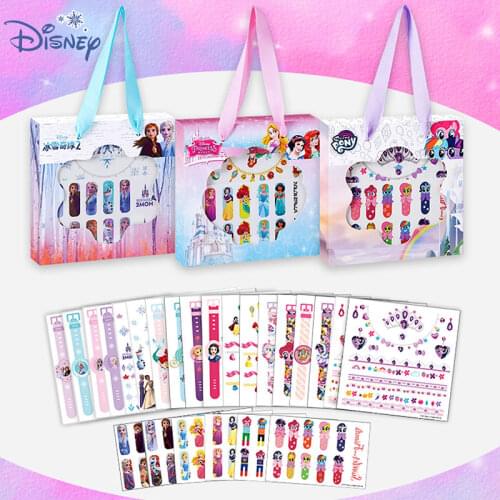 Disney Frozen Childrens Nail Stickers Tattoo Sticker Gift Box Girl Princess Little Horse Cartoon Toy Waterproof Nail Sticker