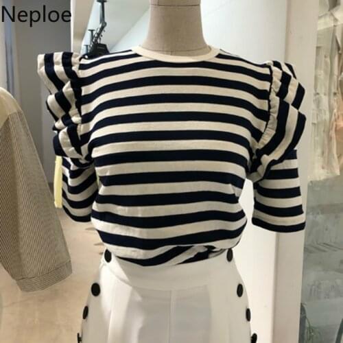 Женские полосатые футболки Neploe China At AliExpress