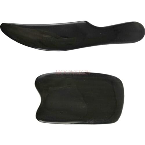 2PCS massage Natural Black Buffalo Horn Gua Sha Board Guasha Therapy Scraper Scraping Blade Plate Back Massage Chinese Medicine