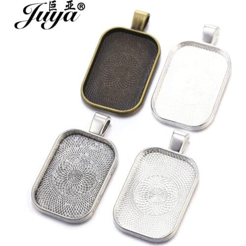 New 10pcs/lot 20x30mm Inner Size 3 Colors Rectangle Cabochon Base Setting Charms Pendant Fit 20x30mm Rectangle Glass DIY Making