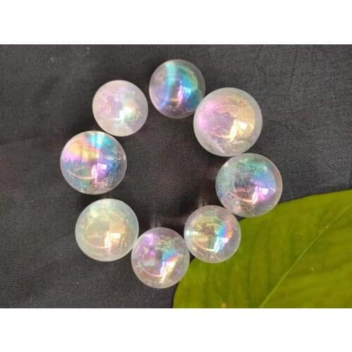 Natural Rainbow Crystal Ball Clear Quartz Sphere Aura Angel Chakra Electroplated Orb Minerals Healing Massage Gifts