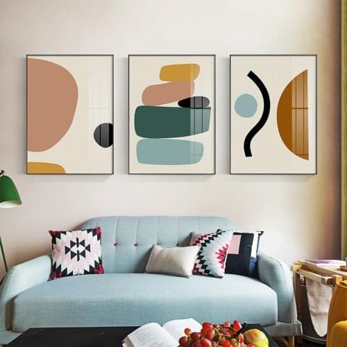 Simple Nordic Morandi color small fresh abstract geometric living room decorative painting art poster picture canvas printing