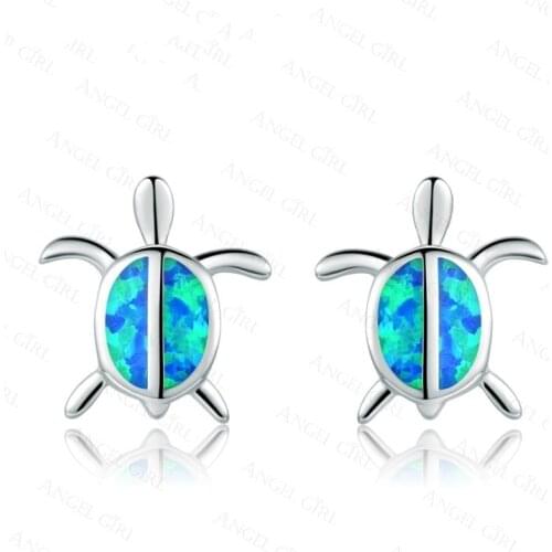 Fashion Women Earrings Cute Turtle Imitation Fire Opal Stud Earrings For Women Accessories Jewelry Gifts Tortoise Ear Studs