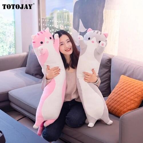 45-105CM Cute Soft Long Cat Boyfriend Pillow Plush Toys Stuffed Pause Office Nap Sleep Pillow Cushion Gift Doll For Girls Kids