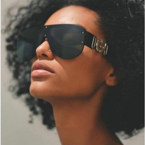 Luxury Big Sunglasses Women Men Retro Brand designer Pilot Frame Oversized Sun Glasses Female Shades One Lens Vintage Glasses