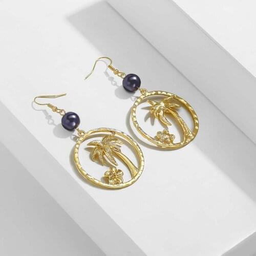 SophiaXuan 2021 New Fashion Hawaiian Jewelry Coconut Tree Frangipani Drop Earrings Polynesian Samoa Dangle Earring for Women Hot