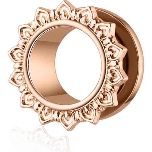 2020 New Rose Gold Stainless steel 00g tunnles and plugs earrings gauges flesh tunnels ear plugs piercing tunnels stretcher