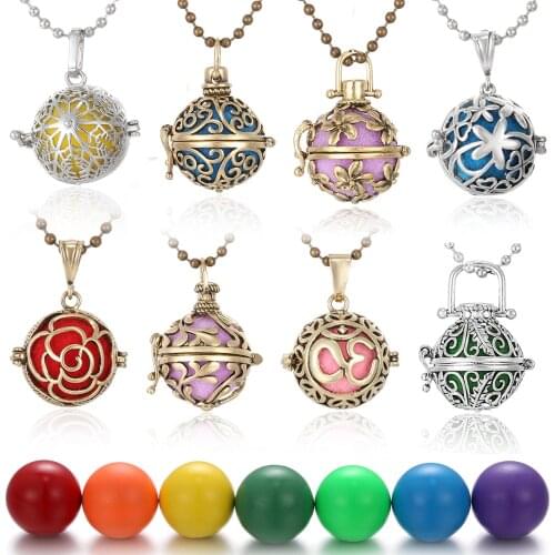 Mexico Chime Music Angel Ball Caller Locket Necklace Vintage Pregnancy Necklace for Aromatherapy Essential Oil Pregnant Women