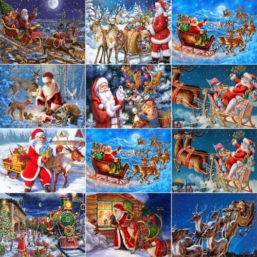 XUEQIXIAOZU Full Round Santa Christmas Series Diamond Embroidery 5D DIY Diamond Painting Mosaic Home Decoration Gifts 2020 New