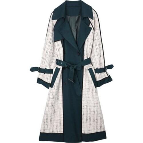 New Retro Windbreaker Womens Mid-length British style Drape Over The Knee Coat 2021 Spring Autumn Trench Coat 62A