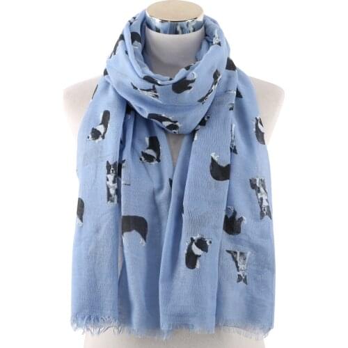 2019 Fashion Cute Pet Dog Print Scarf Women Long Lightweight Pink White Animal Scarves Shawls Wrap Ladies Muslim Hijab