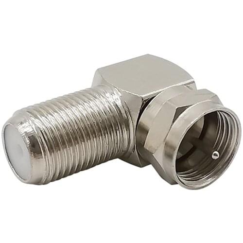 1Pcs Silver F Type RF Adapter F Male to F Female 90 Degree Right Angle TV Aerial Antenna Coaxial Cable Connector