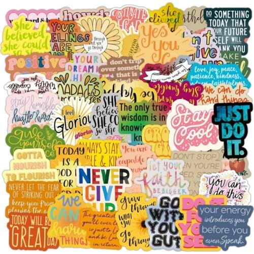 10/30/50PCS Inspirational Letter Diary Skateboard Waterproof Graffiti Guitar Computer Decoration Toy Sticker Wholesale