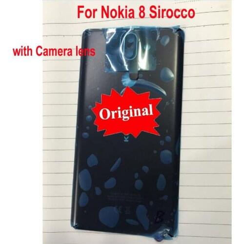 100% Original Black Back Battery Cover Housing Door Rear Case with Camera Lens For Nokia 8 Sirocco 8S Phone Replacement Parts