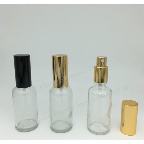 200pcs 30ml clear glass bottle with lotion sprayer, Essential Oil Spray Glass Bottle, factory wholesale