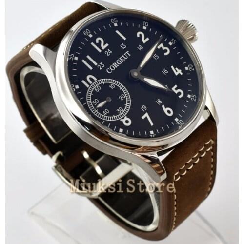 44mm Corgeut mens watch hand-winding 6497 mechanical watch fashion business luminous waterproof watch